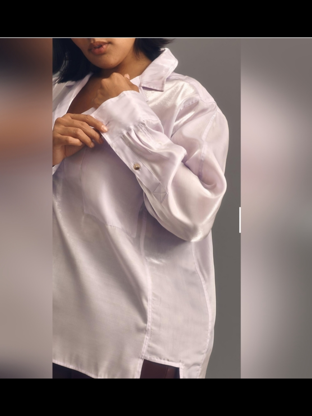 Anthropologie Pilcro Sheen Collared Blouse in Light Lilac - Picture 3 of 6